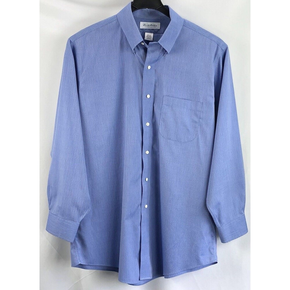 Brooks Brothers dress button oxford shirt 16 1/2-33 blue Stripe Career Business